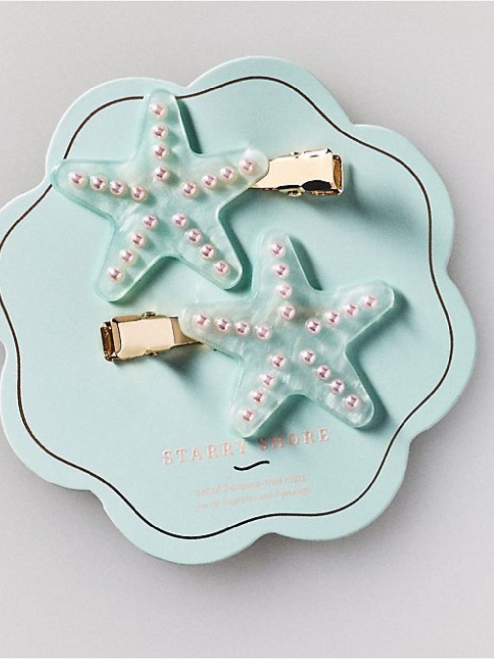 Anthropologie Starfish Crease Free Hair Clips in Mint Green